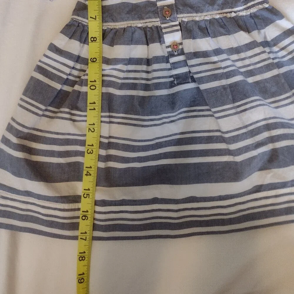 Carter's Toddlers Girls Blue White Striped Dress 18 Months, 100% Cotton